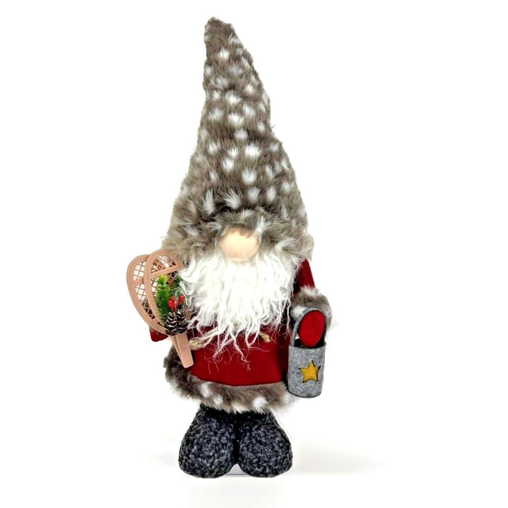 Christmas Gnome Santas Ski Lodge 20in tall Standing Plush Figurine Holiday Decor